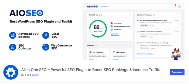 AIOSEO Plugin Download page 