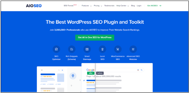 AIOSEO website home page 