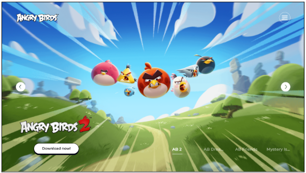 Angry Birds website home page 