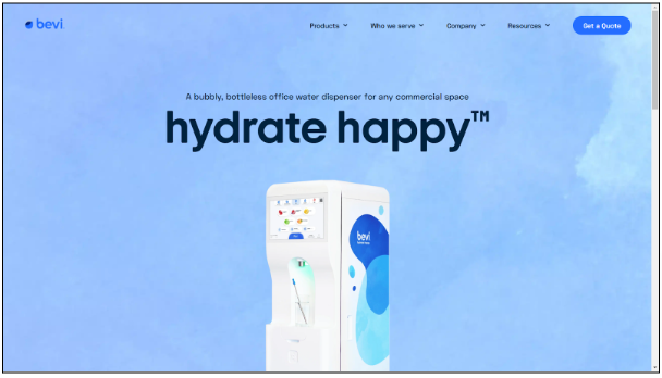 Bevi WordPress website home page
