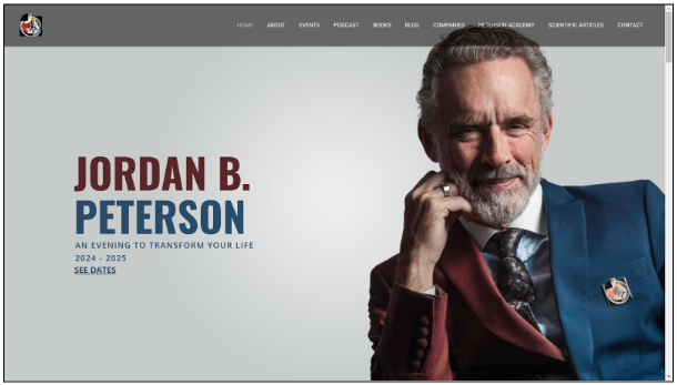 Jordan Peterson website home page 