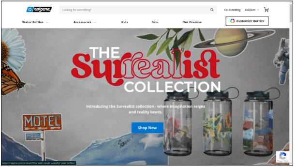 Nalgene website home page 