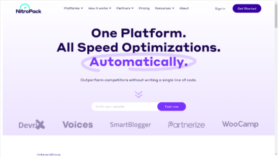 NitroPack home page 