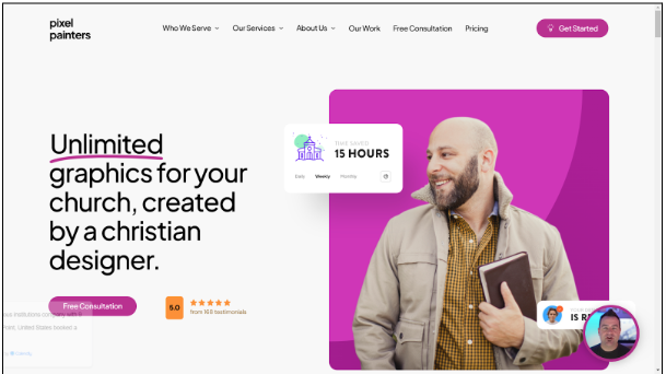 Pixel Painters WordPress website home page