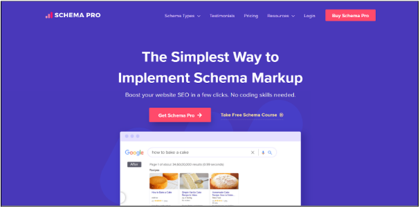 Schema Pro website home page 