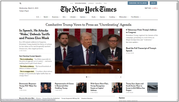 The New York Times WordPress website home page