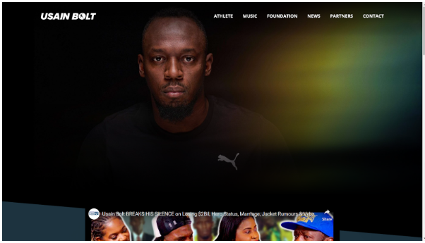 Usain Bolt website home page