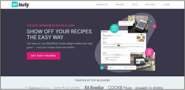 WP Tasty Recipes website home page 