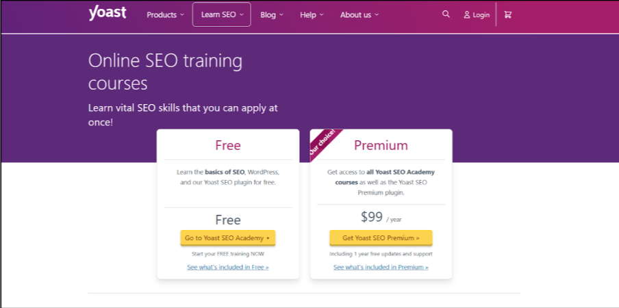 Yoast online courses & pricing plans 