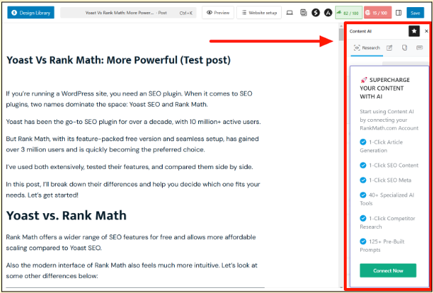 Rank Math Content AI Panel