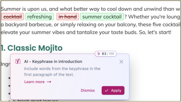 Yoast SEO AI Suggestions