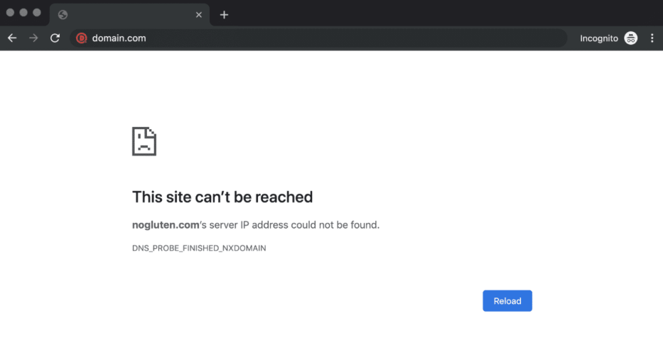DNS_PROBE_FINISHED_NXDOMAIN