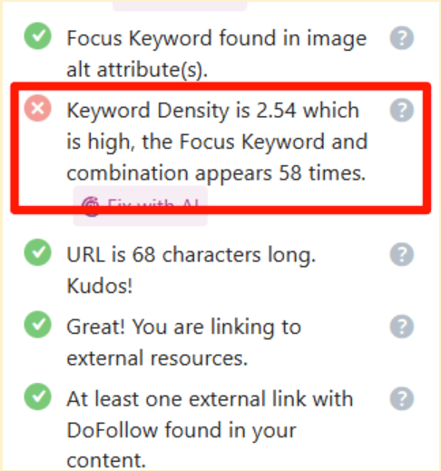 Rank math keyword density