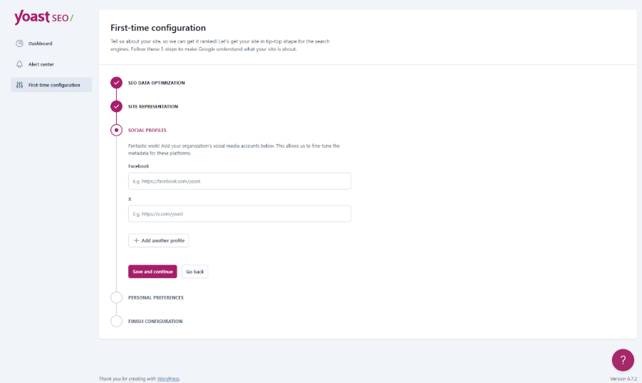 Yoast SEO configuration wizard
