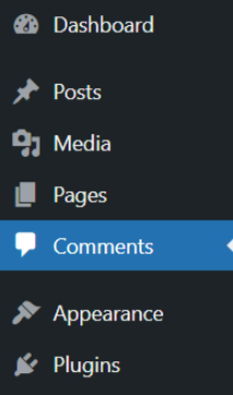 comments tab on wordpress dashboard