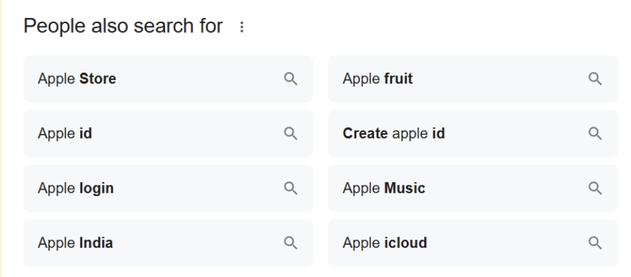 People also search for section on Google SERPS