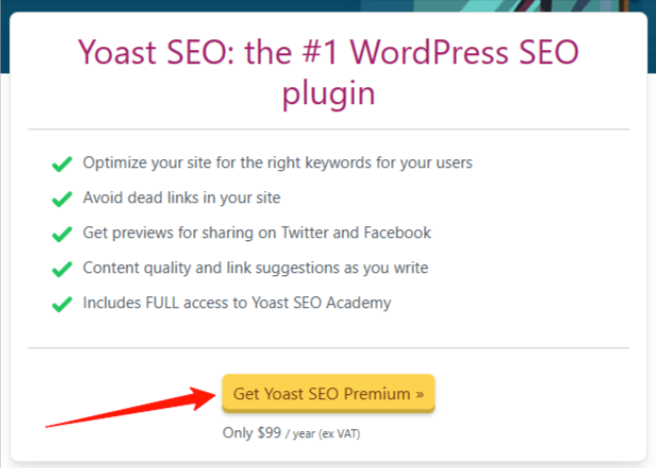 click the “Get Yoast SEO Premium” option